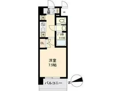 LASANTE薬師堂(1K/6階)の間取り写真