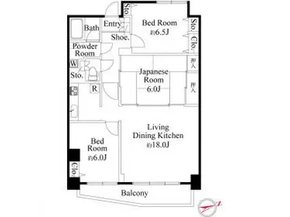 コスモ新松戸(3LDK/4階)の間取り写真