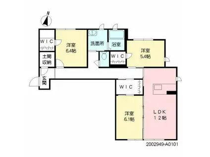 ベレオ大財(3LDK/1階)の間取り写真