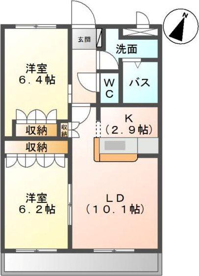 VIENTOII(2LDK/1階)の間取り写真