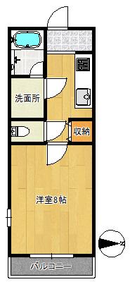 P-STYLE(1K/2階)の間取り写真