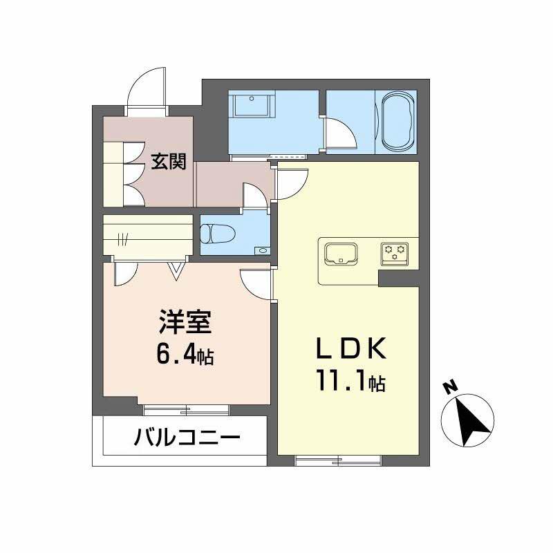 シャーメゾン下荒田(1LDK/3階)の間取り写真