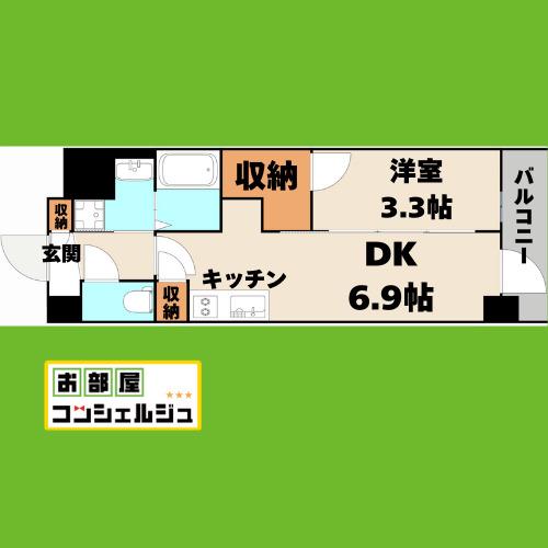 エステムコート名古屋新栄Vラポール(1DK/10階)の間取り写真