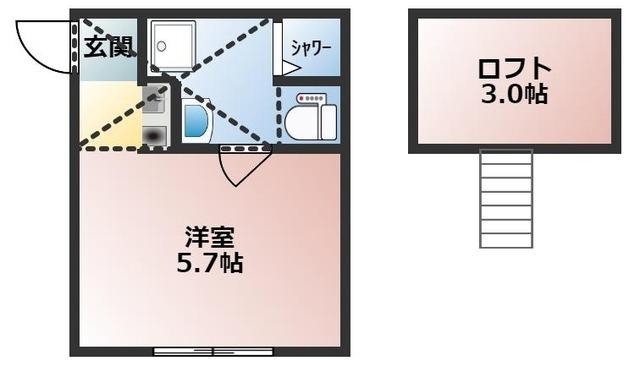 コンフォールシャルム川崎(ワンルーム/2階)の間取り写真