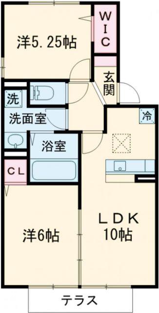 ジュネス薫風(2LDK/1階)の間取り写真