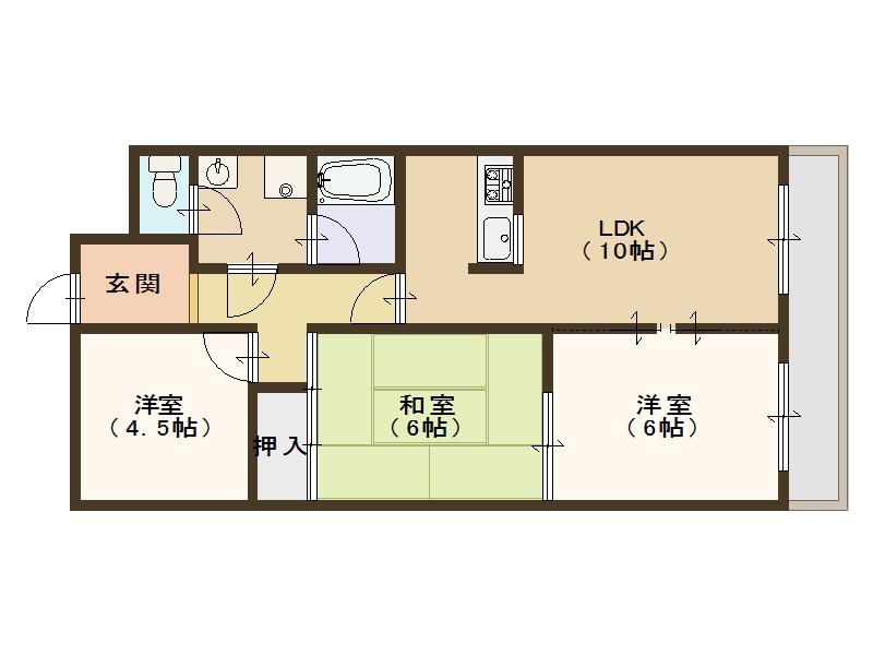 ドリーム中加賀屋(2SLDK/4階)の間取り写真