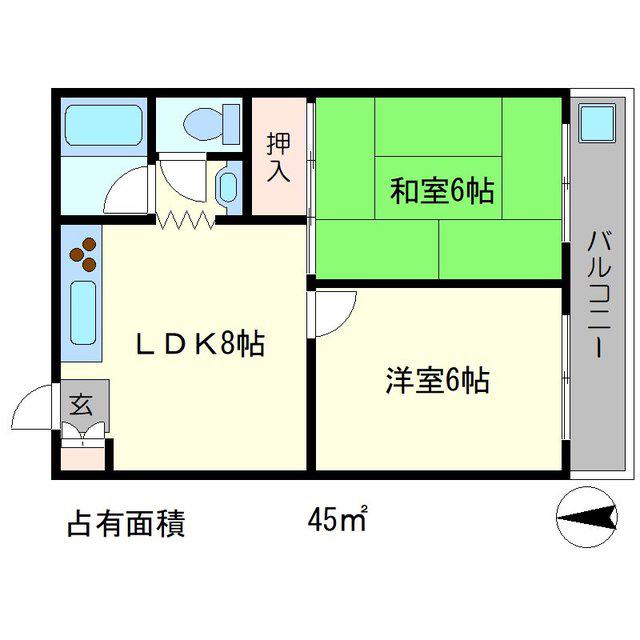 パレ21(2LDK/1階)の間取り写真