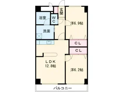 スカイヴィレッジ大宮(2LDK/3階)の間取り写真