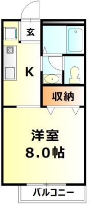アンダンテ妹尾B(1K/1階)の間取り写真