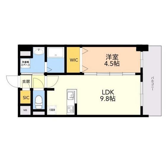 S-RESIDENCE中呉服(1LDK/5階)の間取り写真