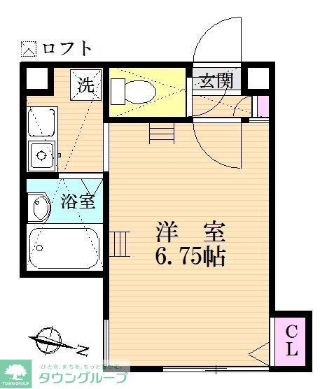 ロッシェル北里II号棟(1K/1階)の間取り写真