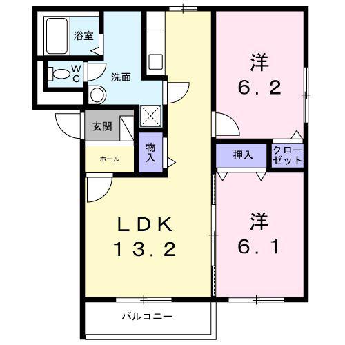 サンモール大里(2LDK/3階)の間取り写真