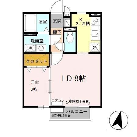 サンライズ城南(1LDK/2階)の間取り写真