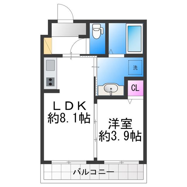 リアライズ長居公園通(1LDK/1階)の間取り写真