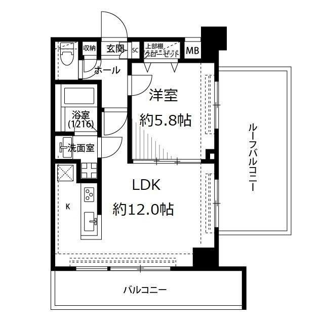 プレール・ドゥーク浅草松が谷(1LDK/11階)の間取り写真