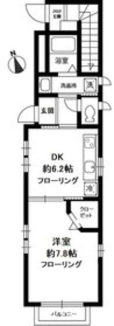 イル フィオーレ(1DK/1階)の間取り写真