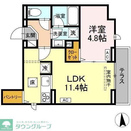 D-ROOM SUN PLATINA(1LDK/1階)の間取り写真