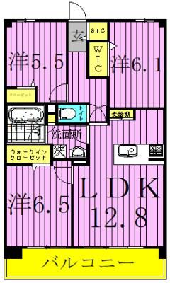 ロイヤルパークス新田(3LDK/6階)の間取り写真