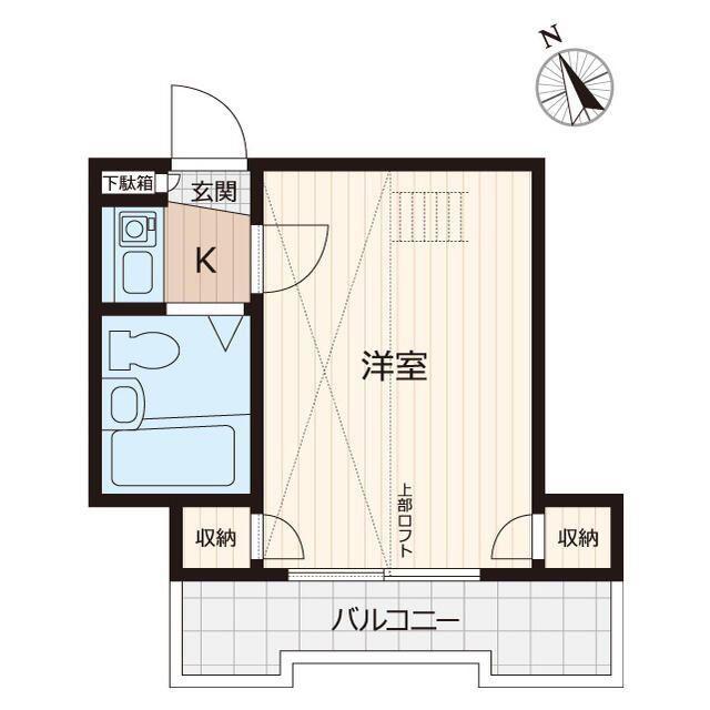 エイコウハイツB(1K/2階)の間取り写真