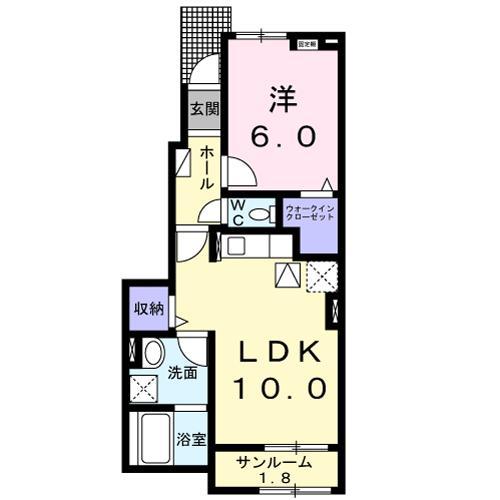 AMBIENTE(1LDK/1階)の間取り写真
