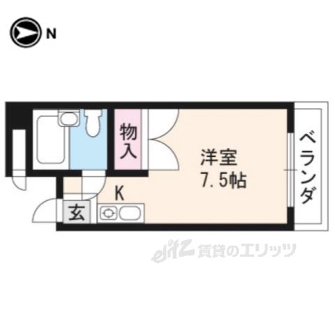 フローレンスⅡ(1K/1階)の間取り写真