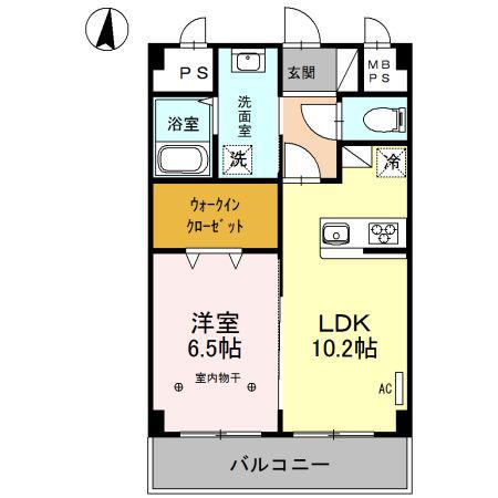 CREA元今泉(1LDK/7階)の間取り写真