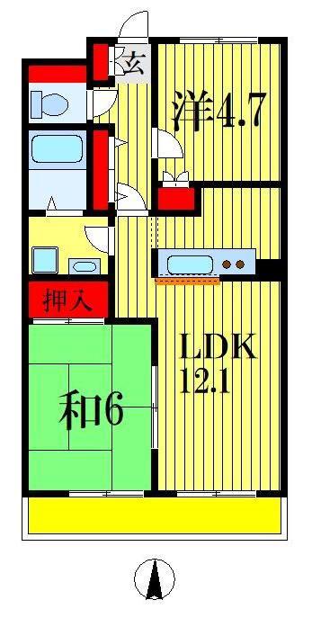 エスポアガーデン(2LDK/1階)の間取り写真