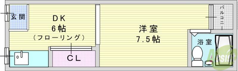 石川コーポ(1DK/2階)の間取り写真