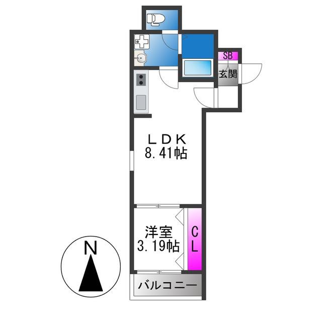 FSTYLE東大阪本庄2号館(1LDK/1階)の間取り写真