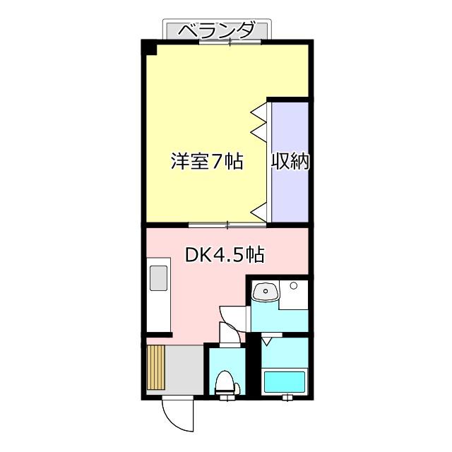 松原ビル(1DK/2階)の間取り写真