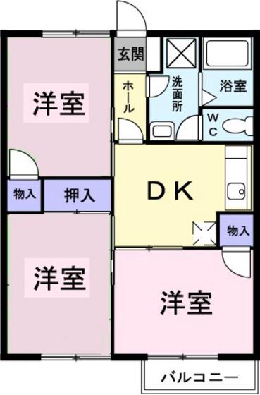 星の郷ハイツ(3DK/2階)の間取り写真
