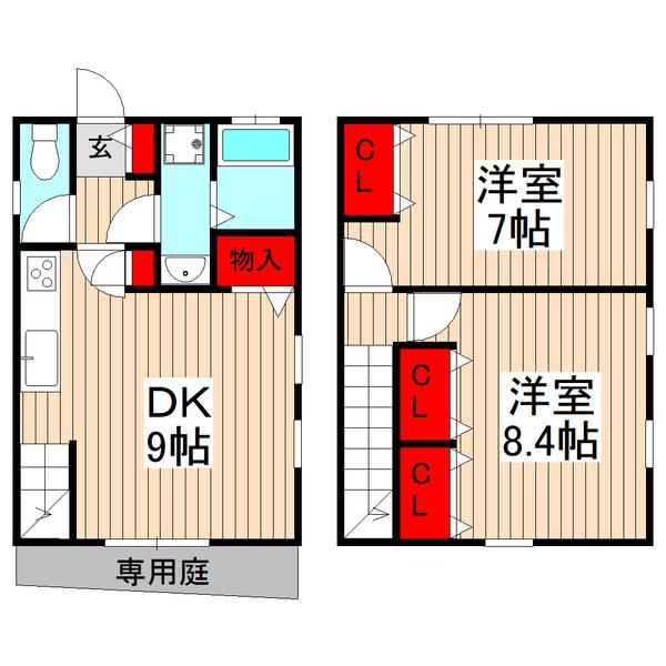 ONE TREE HILL(2DK/1階)の間取り写真