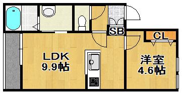 グリーンノート京町(1LDK/3階)の間取り写真
