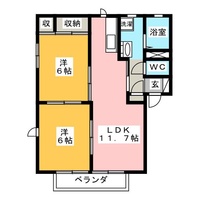 ルミエール蛍田B(2LDK/2階)の間取り写真