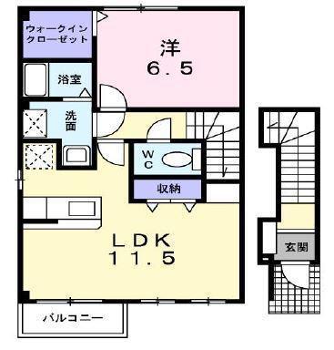 サン・スプリングメゾンB棟(1LDK/2階)の間取り写真