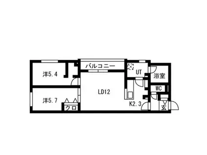 LUCE SOLARE発寒(2LDK/3階)の間取り写真