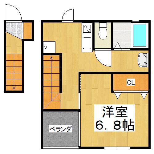 RELUXIA 北棟(1K/2階)の間取り写真