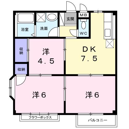 エサキハイツA(3DK/2階)の間取り写真