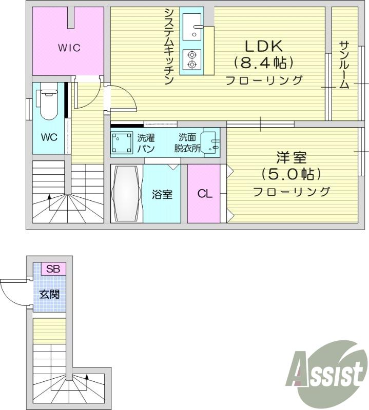 セレッソ袖野田(1LDK/2階)の間取り写真