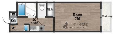 サニーウェル新石切(1K/1階)の間取り写真