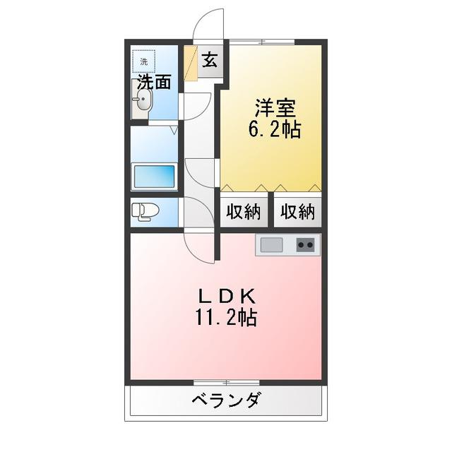 ウィステリア・レイ1番館(1LDK/3階)の間取り写真