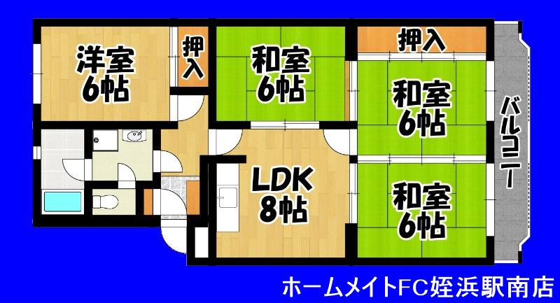 第3八郎丸ビル(4DK/4階)の間取り写真