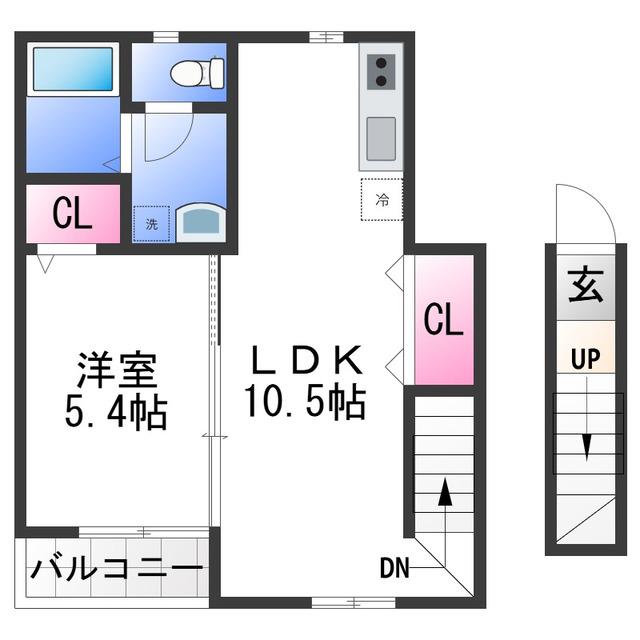 TJ本脇 A(1LDK/2階)の間取り写真
