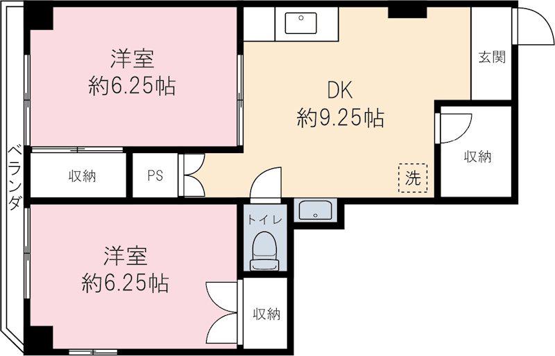 伊藤ビル(2DK/4階)の間取り写真