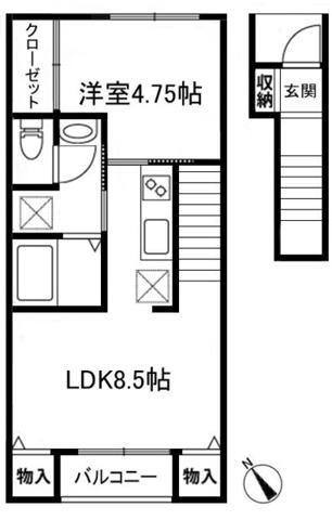 カサブランカ吉祥寺(1LDK/2階)の間取り写真