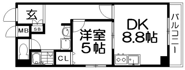 Mプラザ津田駅前12番館(1DK/2階)の間取り写真