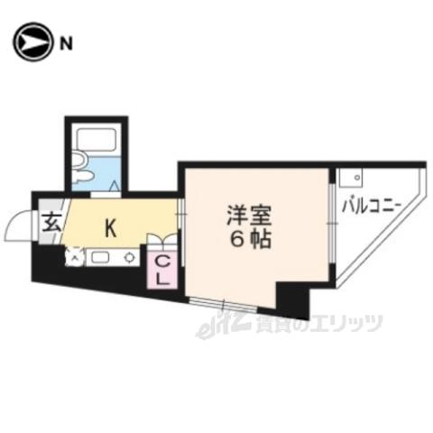 フラッツ一乗館(1K/3階)の間取り写真