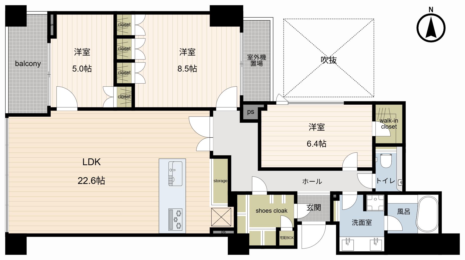 ブランズ自由が丘(3LDK/1階)の間取り写真