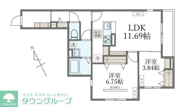 D PAINA TSUKAGOSHI(2LDK/1階)の間取り写真