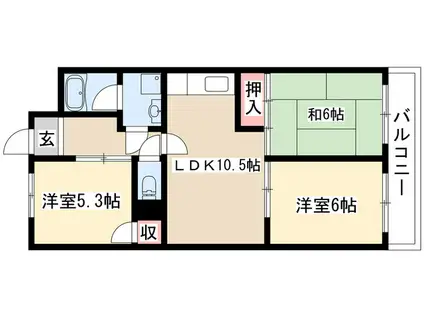 シャンボール近藤(3LDK/2階)の間取り写真